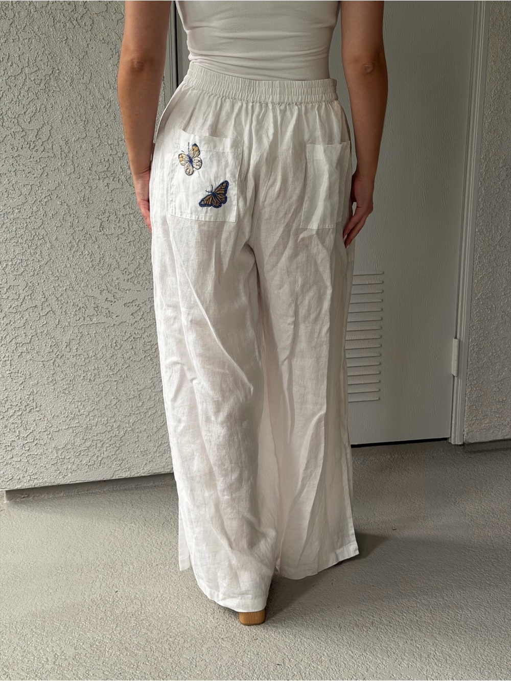 Johnny Was Vanny Linen Pull On Pants w/ Slits White Size Small NWT